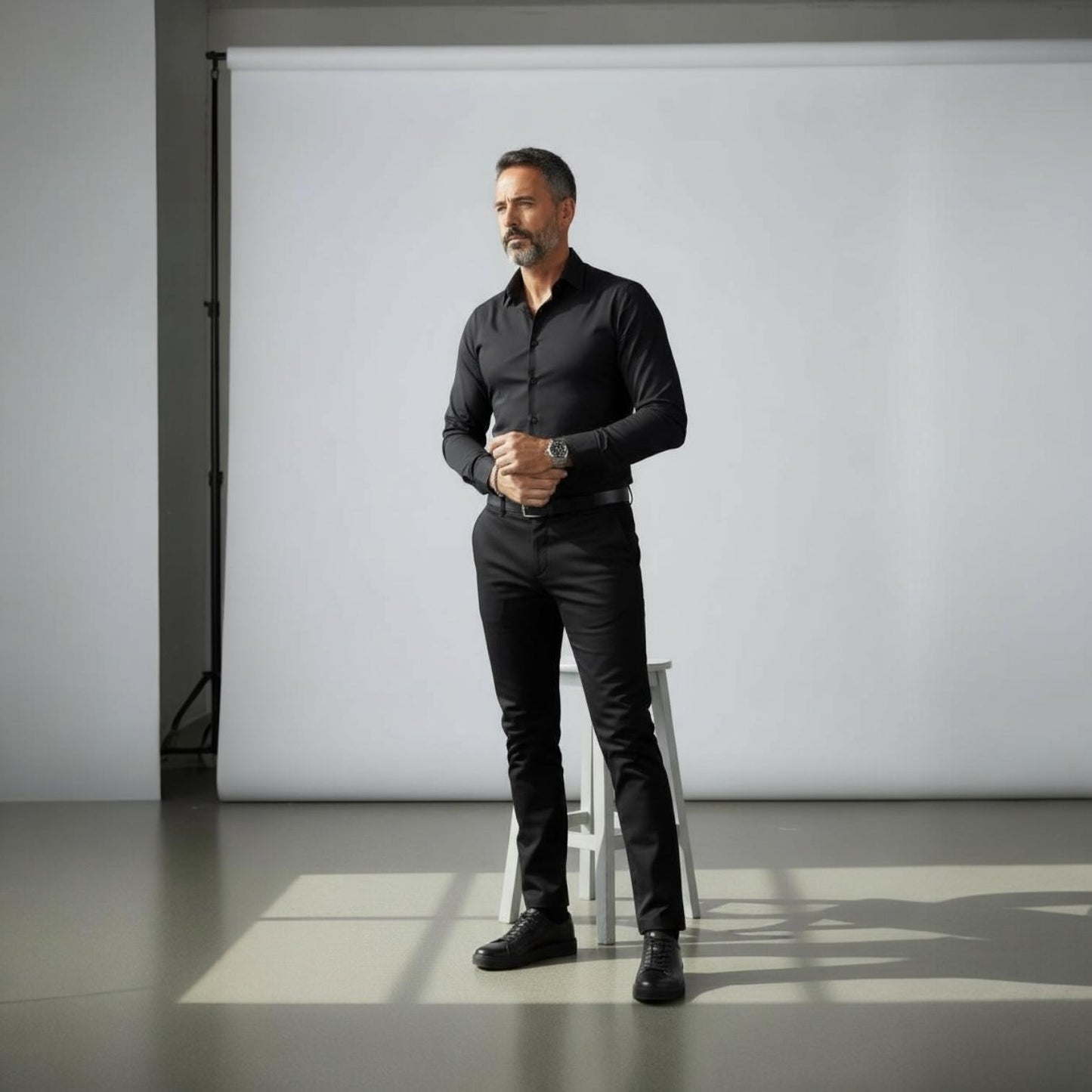 Alza Erkek Hakiki Deri Sneaker - Siyah Floter