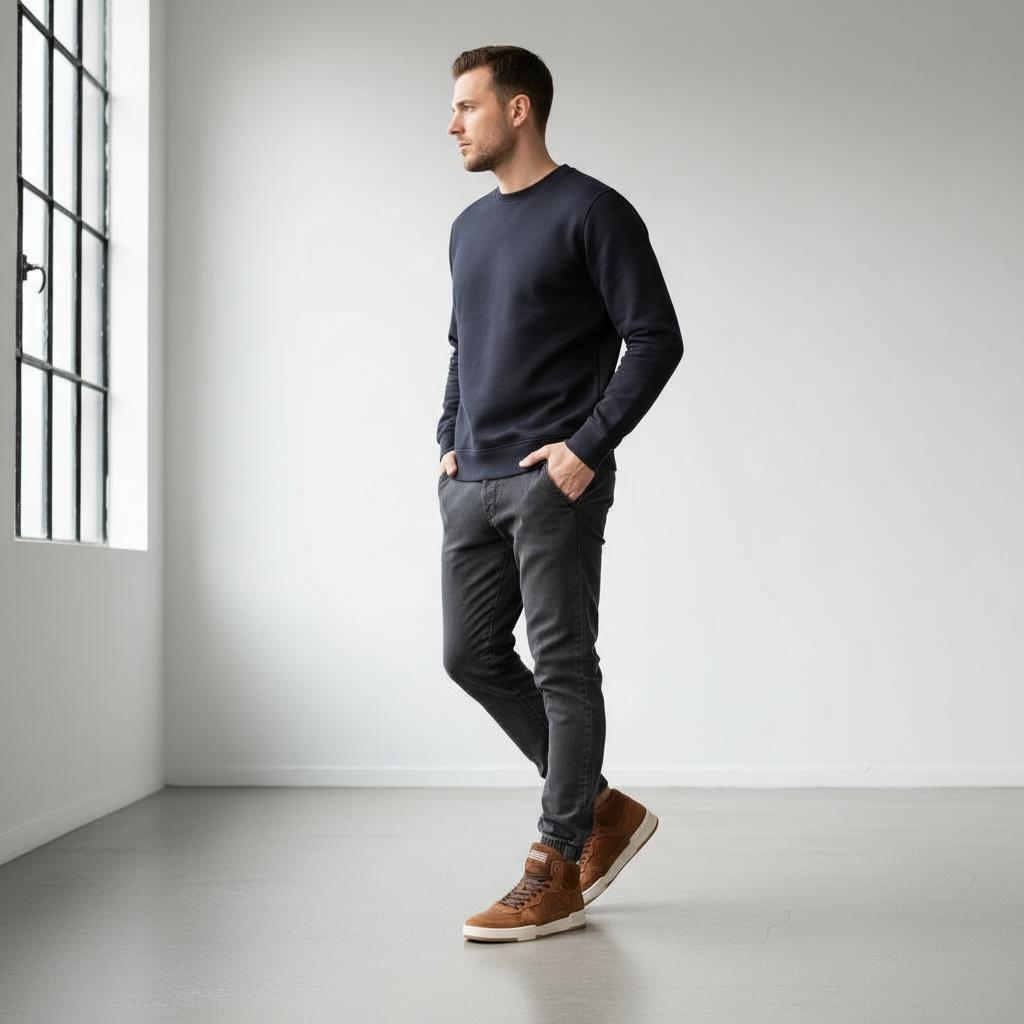 ALZA Hakiki Deri Erkek Yüksek Bilek Sneaker – Taba Süet