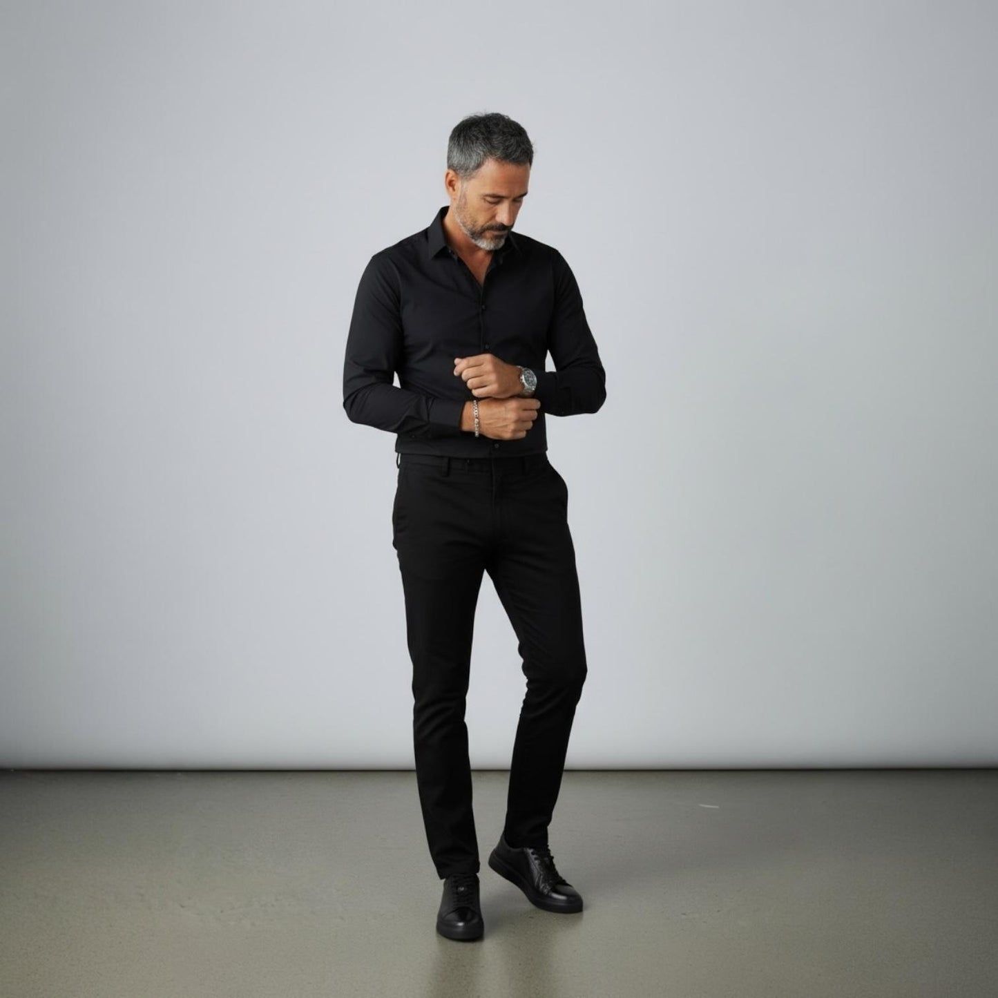 Alza Erkek Hakiki Deri Sneaker - Siyah Floter