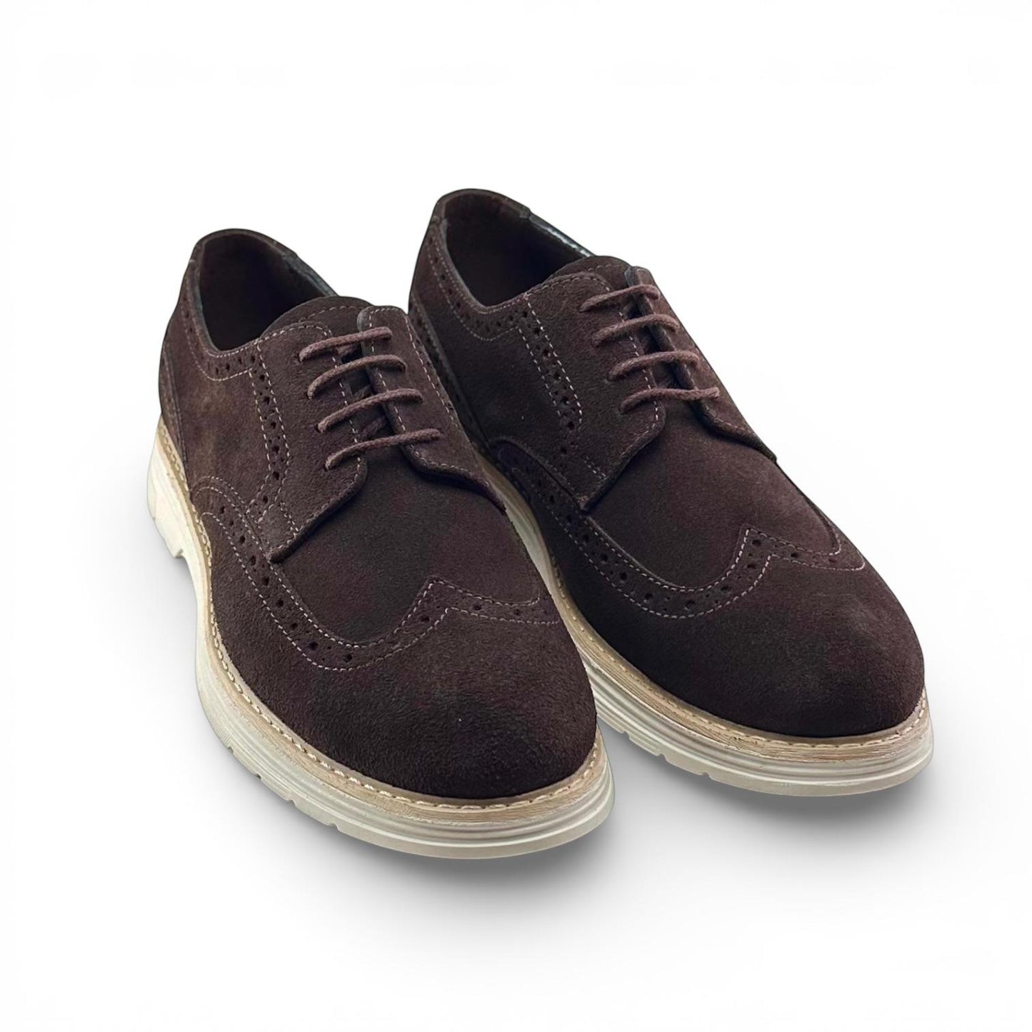 Brogue - Hakiki Deri Erkek Ayakkabı - Kahverengi Süet