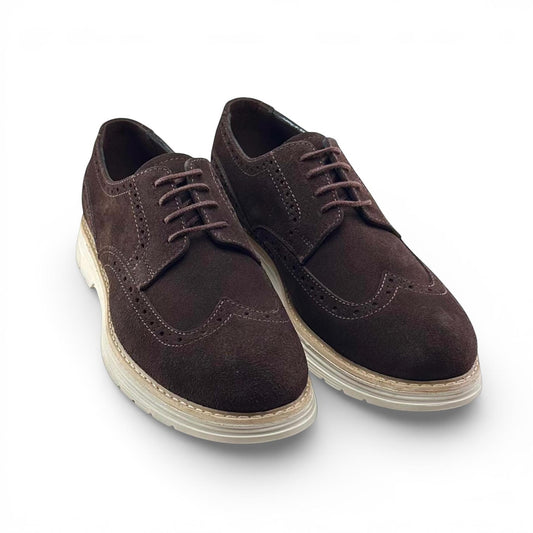 Brogue - Hakiki Deri Erkek Ayakkabı - Kahverengi Süet