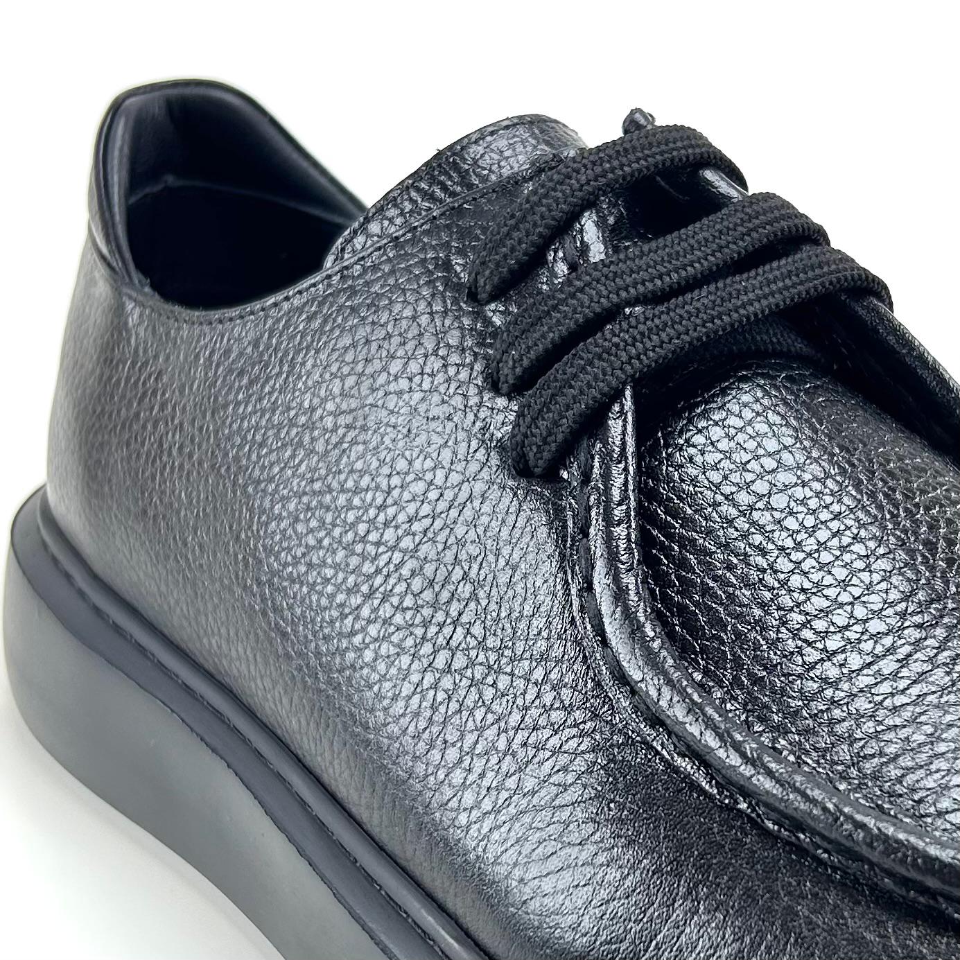 Alza Erkek Hakiki Deri Casual Ayakkabı - Siyah Floter