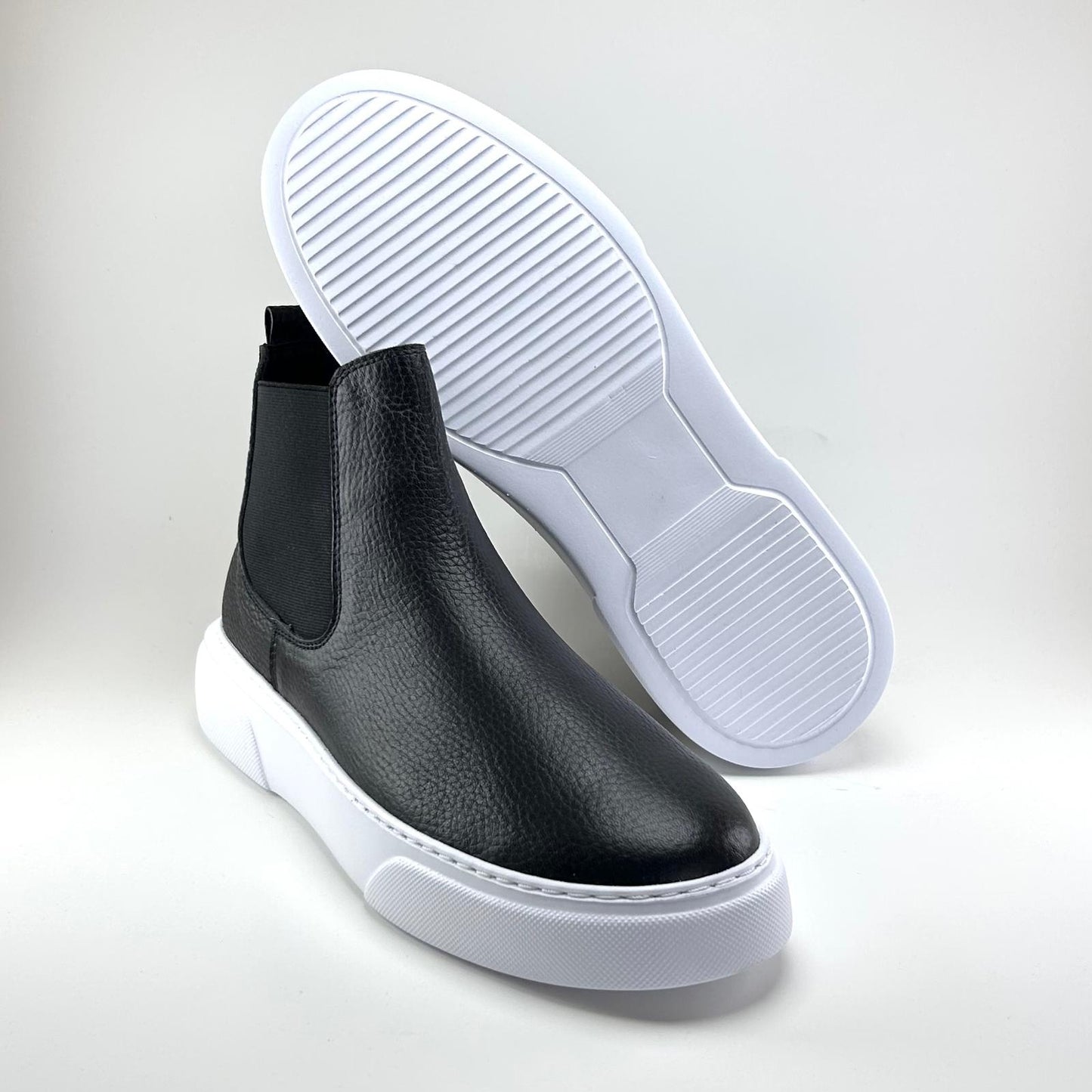 Alza Erkek Hakiki Deri Chelsea Bot - Siyah/Beyaz Floter