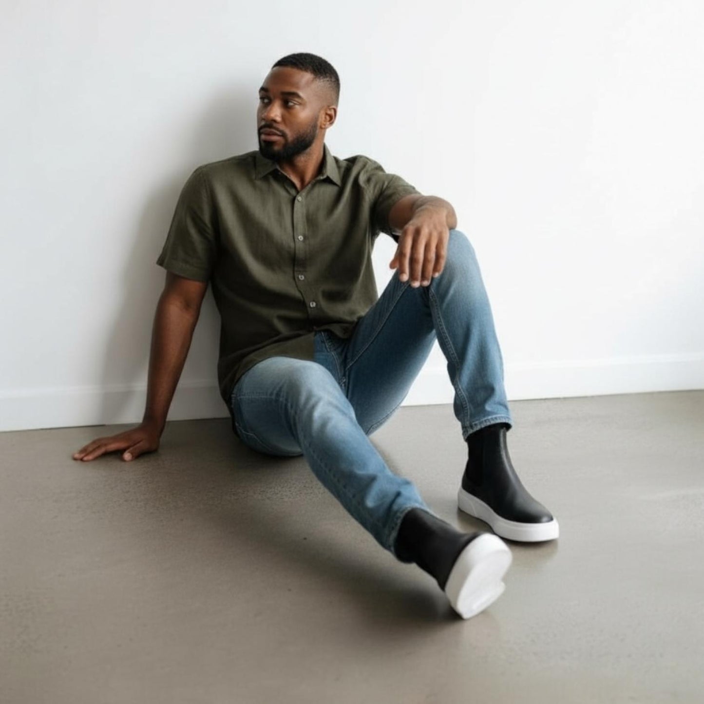 Alza Erkek Hakiki Deri Chelsea Bot - Siyah/Beyaz Floter