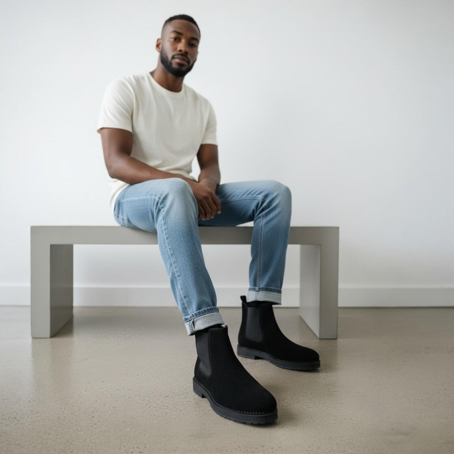 Alza Erkek Hakiki Deri Chelsea Bot - Siyah Süet