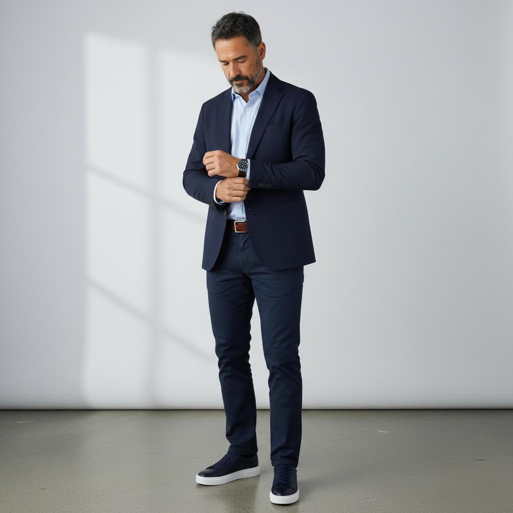 Alza Erkek Hakiki Deri Sneaker - Lacivert Floter