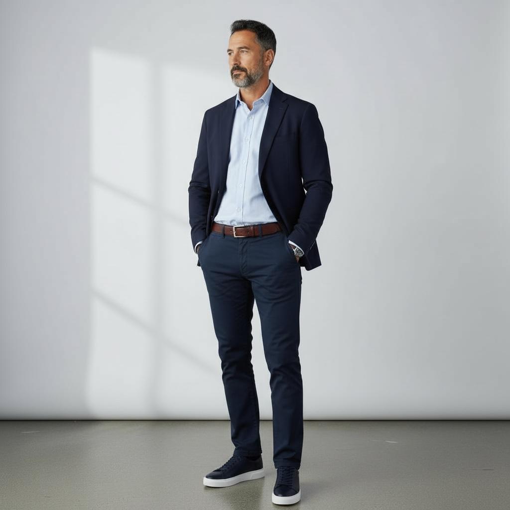 Alza Erkek Hakiki Deri Sneaker - Lacivert Floter