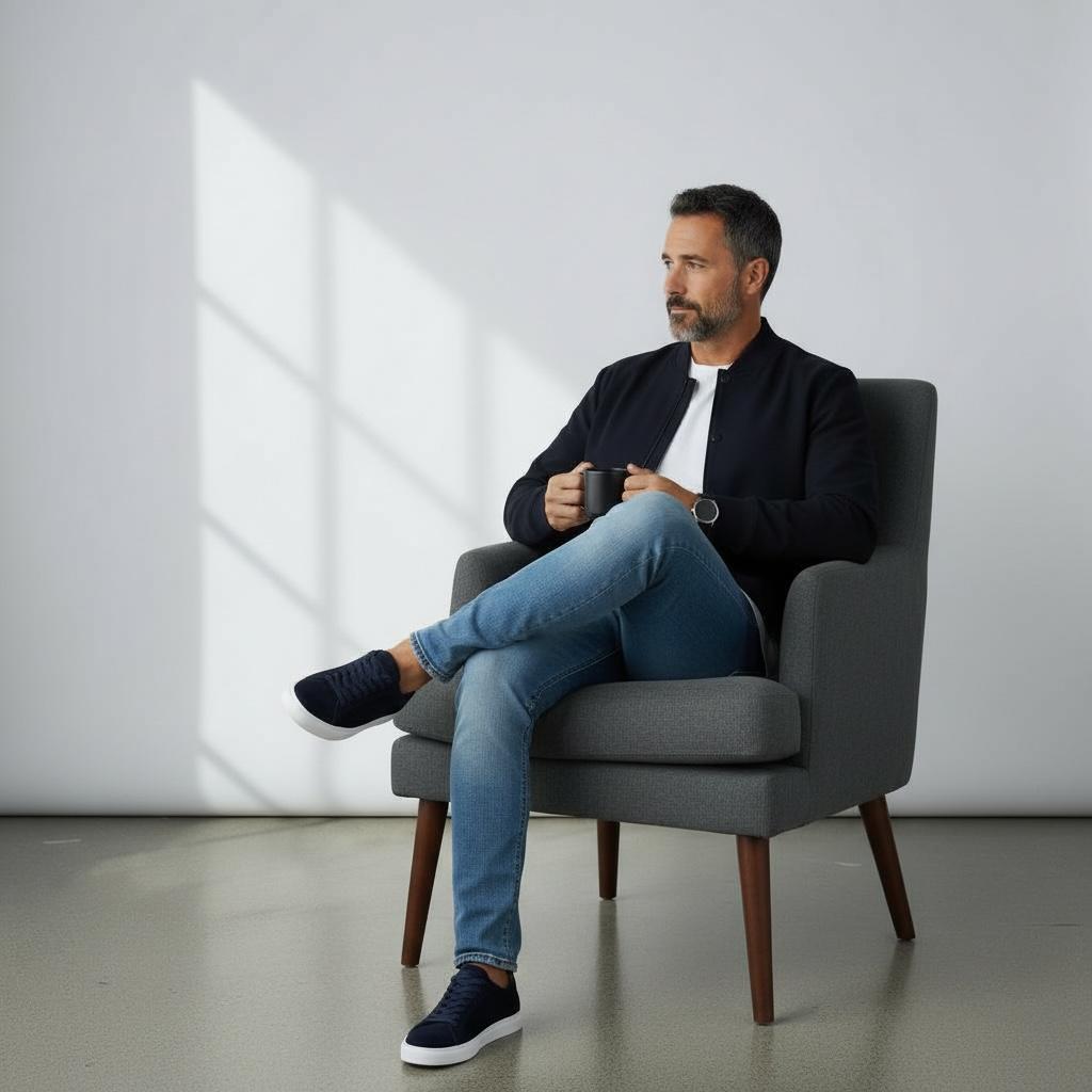 Alza Erkek Hakiki Deri Sneaker - Lacivert Süet