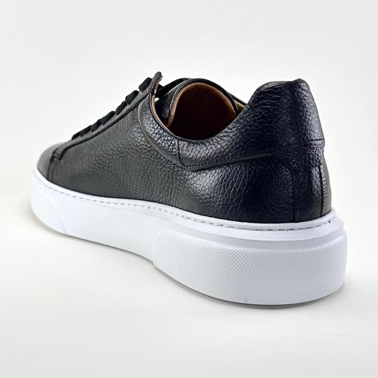 Alza Erkek Hakiki Deri Sneaker - Siyah/Beyaz Floter