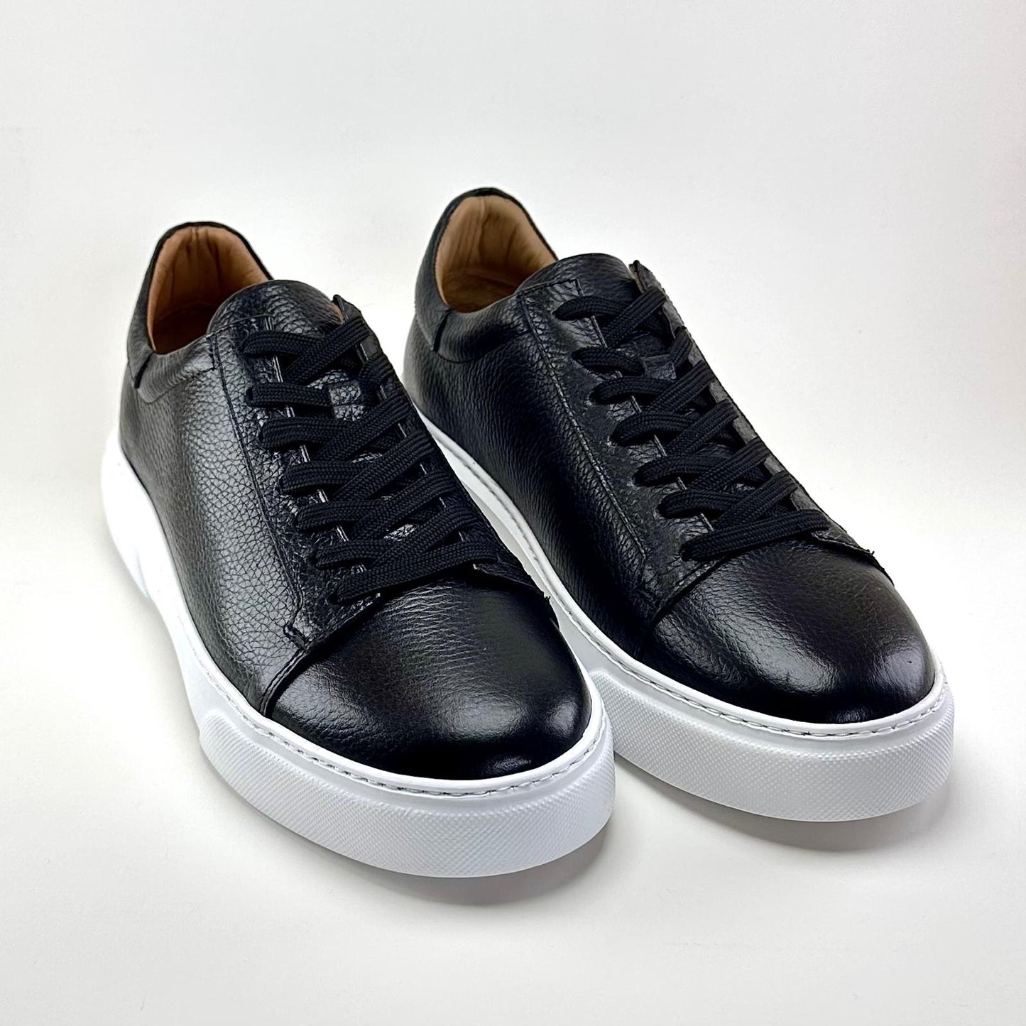 Alza Erkek Hakiki Deri Sneaker - Siyah/Beyaz Floter