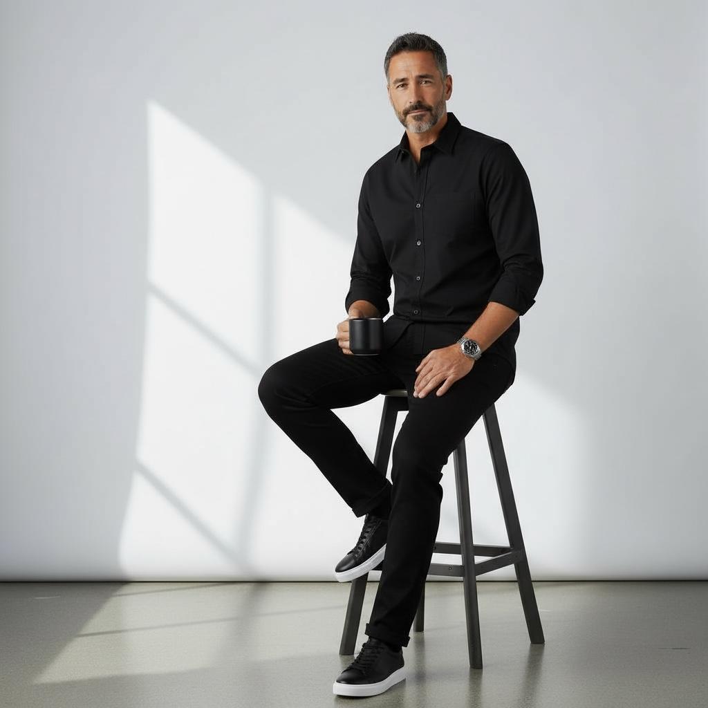 Alza Erkek Hakiki Deri Sneaker - Siyah/Beyaz Floter