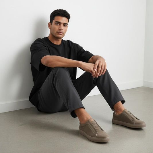 Alza Erkek Hakiki Nubuk Deri Sneaker - Taupe