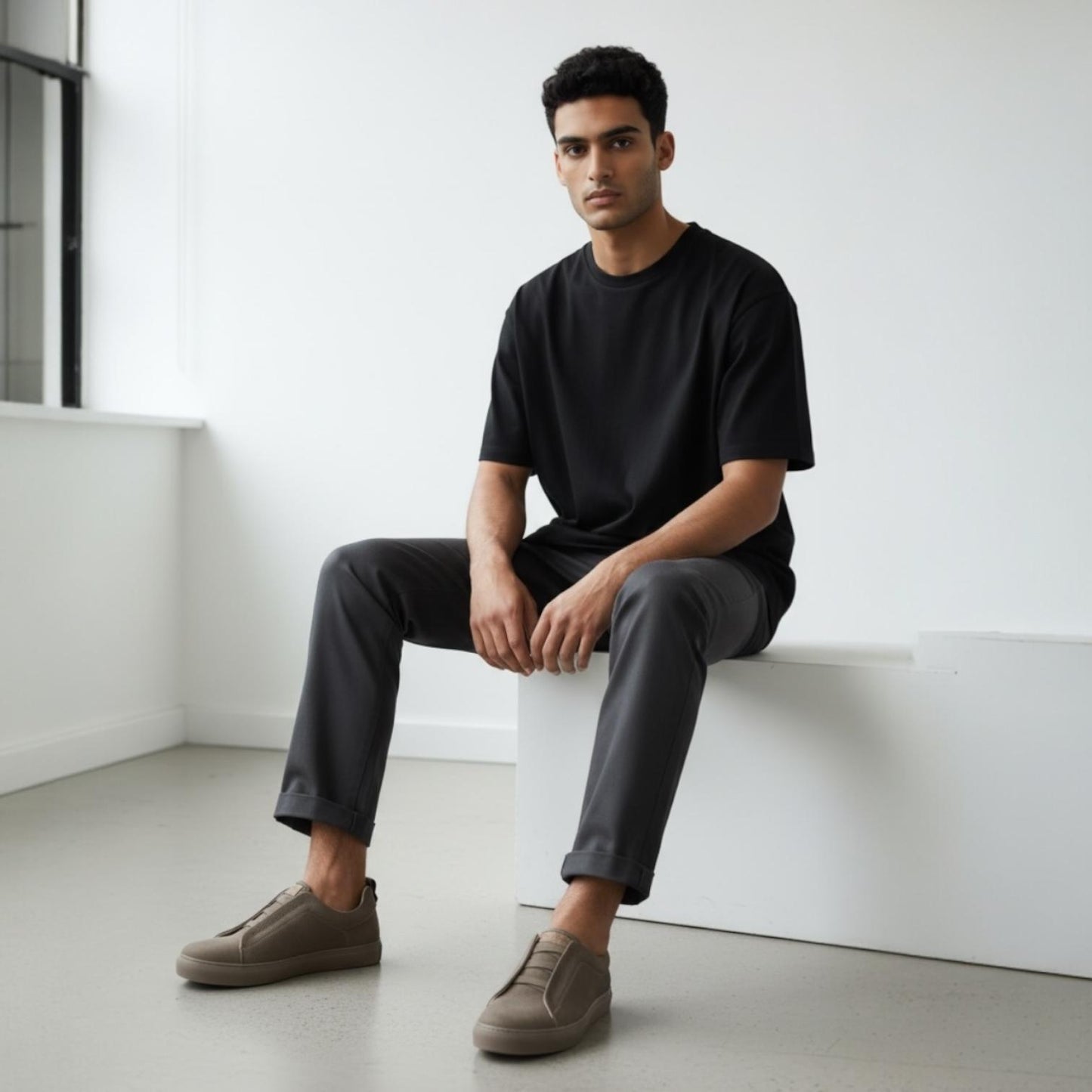 Alza Erkek Hakiki Nubuk Deri Sneaker - Taupe