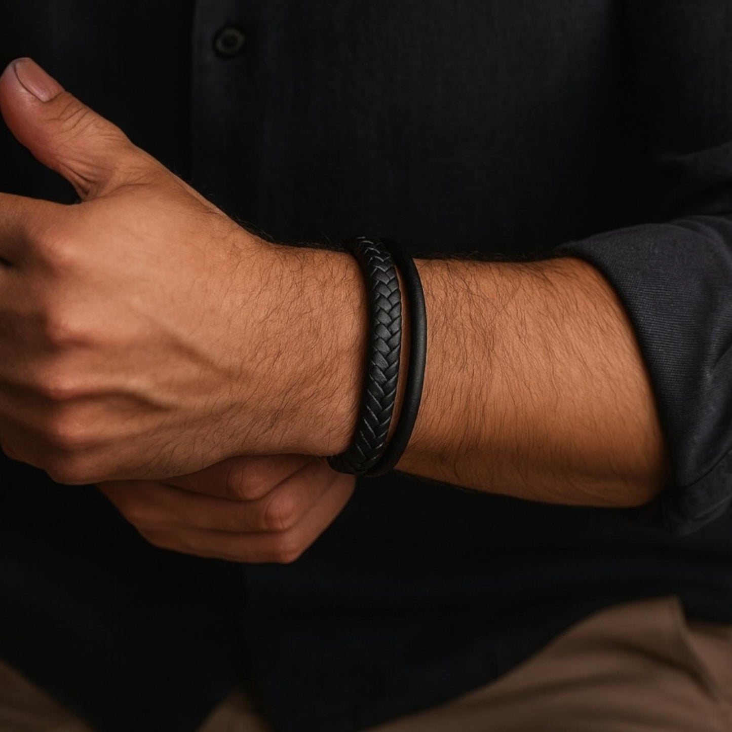 Alza Hakiki Deri Bileklik - Siyah