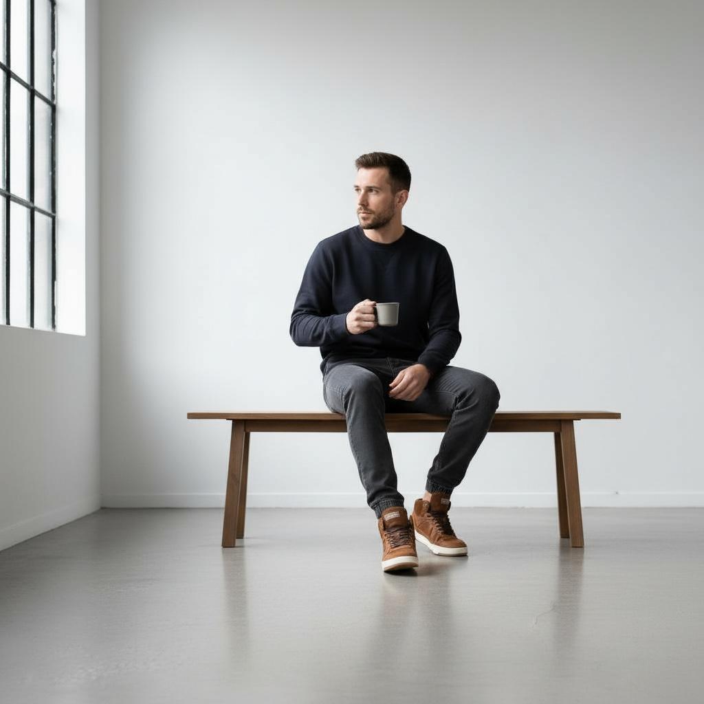 ALZA Hakiki Deri Erkek Yüksek Bilek Sneaker – Taba Süet