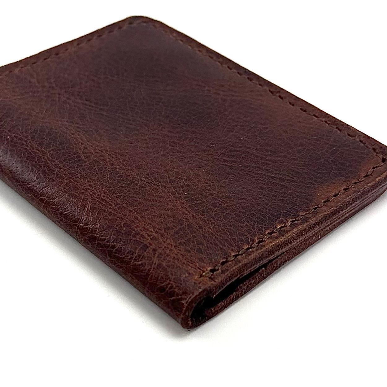 Alza Hakiki Deri Katlanır Kartlık - Kahverengi