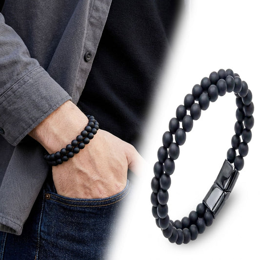 Doğal Oniks Taşlı Erkek Bileklik - Premium Kalite